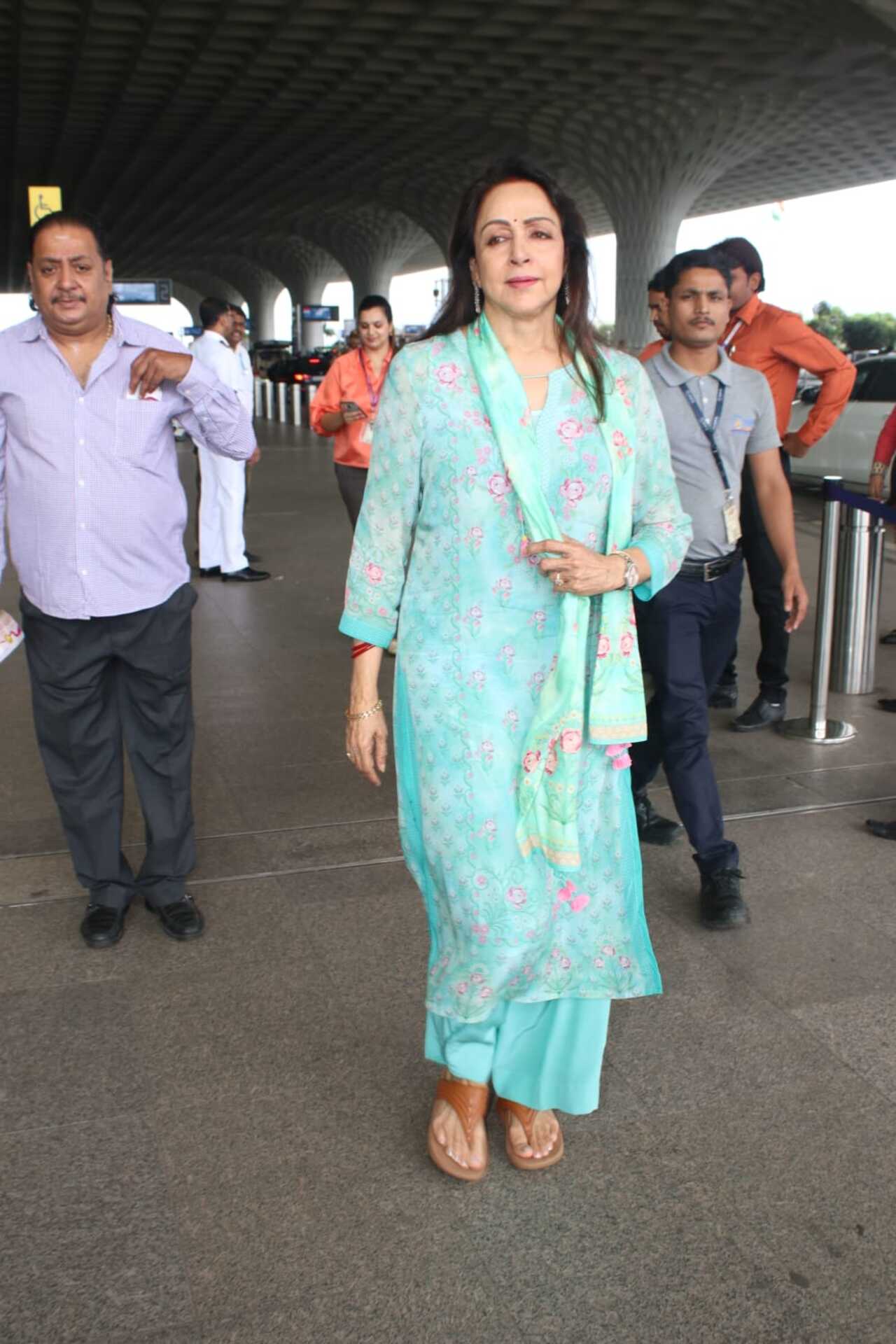 Hema Malini was at the airport